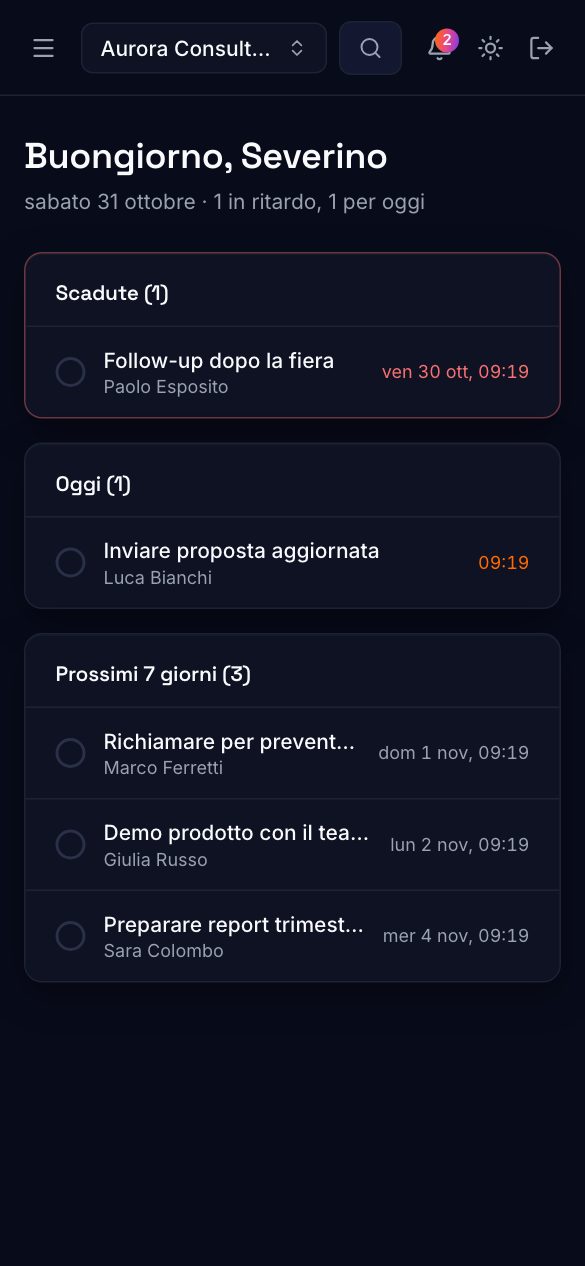 Kliota sul telefono: la mia giornata con le attività da fare